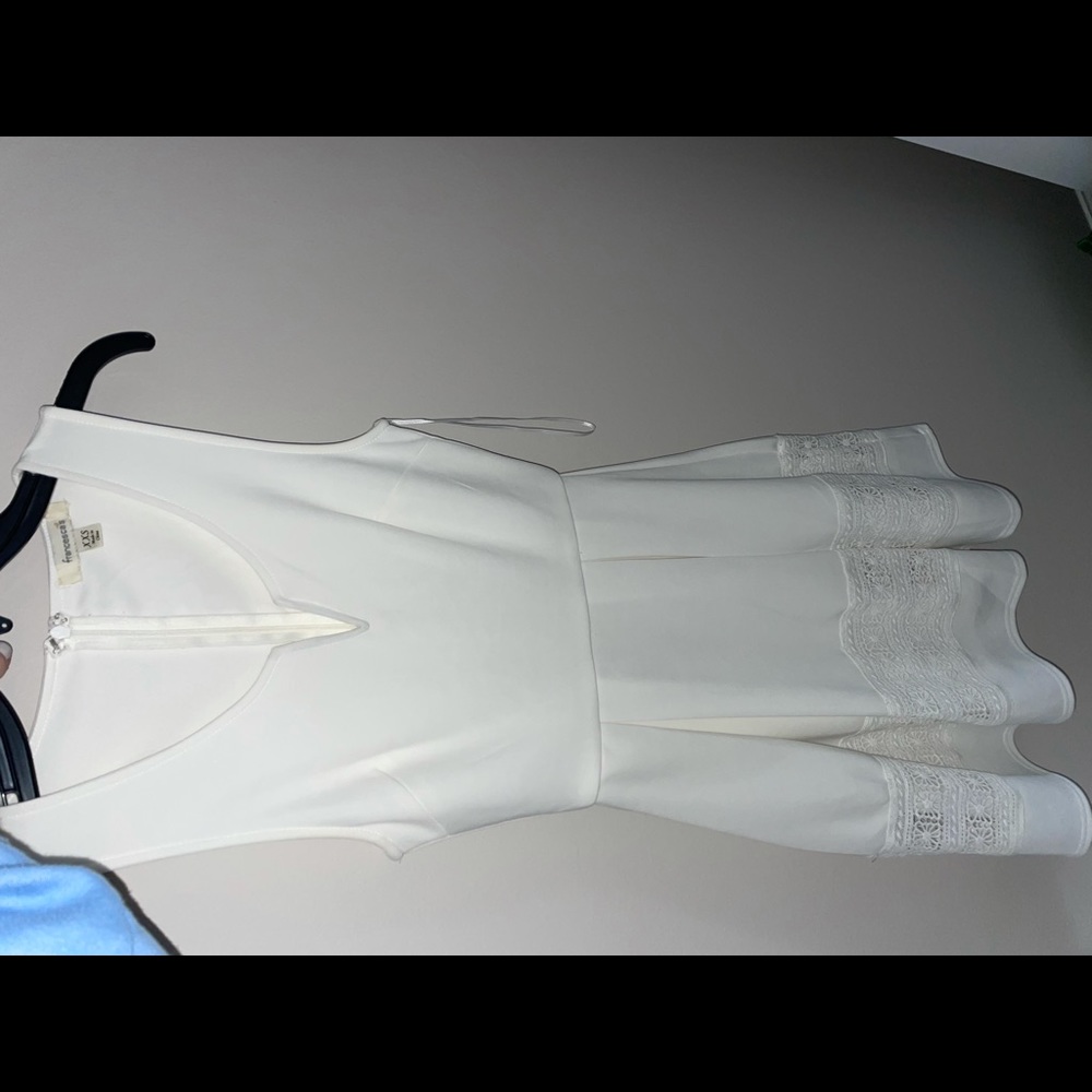 White tank top dress, floral pattern on bottom